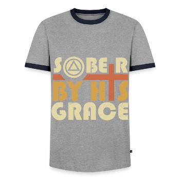 Glauben Nüchternheit trockener Alkoholiker Christ - Männer Kontrast-T-Shirt - Grau/Navy  - Vorne - AI Model Female 172 light (172cm) & AI Model Male 178 light (178cm)