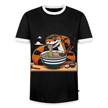 propriétaire de serpent des blés, mangeur de ramen, - T-shirt contrasté Homme - noir/blanc - Devant - AI Model Female 172 light (172cm) & AI Model Male 178 light (178cm)
