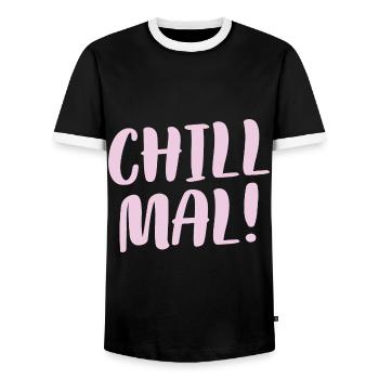 Cooles Lässiges Faulenzer Faultpelz Chill Mal - Männer Kontrast-T-Shirt - Schwarz/Weiß - Vorne - AI Model Female 172 light (172cm) & AI Model Male 178 light (178cm)