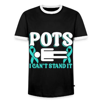 Dysautonomia Awareness Chronic Disease - Men's Ringer Shirt - black/white - Front - AI Model Female 172 light (172cm) & AI Model Male 178 light (178cm)