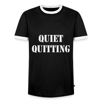 Quiet quitting - Innere Kündigung - T-shirt contrasté Homme - noir/blanc - Devant - AI Model Female 172 light (172cm) & AI Model Male 178 light (178cm)