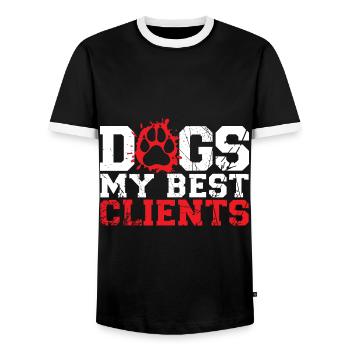 Walking the dog, walking the dog, - Men's Ringer Shirt - black/white - Front - AI Model Female 172 light (172cm) & AI Model Male 178 light (178cm)