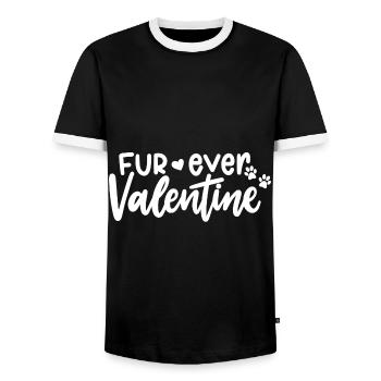 February 14 Valentine's Day Gift Dog Owners - Men's Ringer Shirt - black/white - Front - AI Model Female 172 light (172cm) & AI Model Male 178 light (178cm)