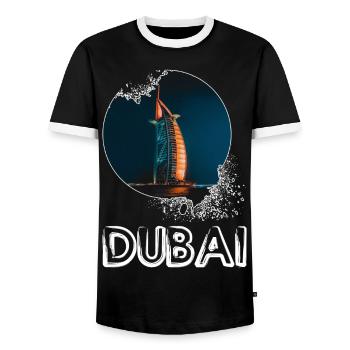 Dubai Burj Al Arab Skyline - Men's Ringer Shirt - black/white - Front - AI Model Female 172 light (172cm) & AI Model Male 178 light (178cm)