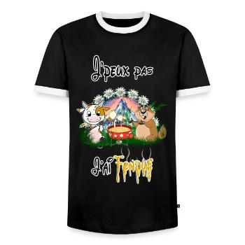 Vache et marmotte, j'peux pas j'ai fondue - T-shirt contrasté Homme - noir/blanc - Devant - AI Model Female 172 light (172cm) & AI Model Male 178 light (178cm)