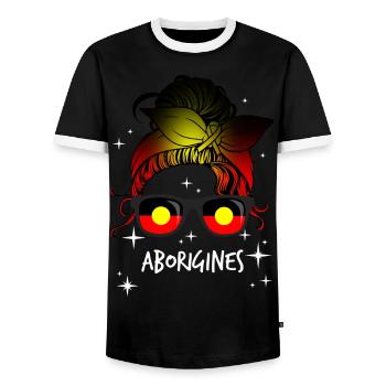 Aborigines - Men's Ringer Shirt - black/white - Front - AI Model Female 172 light (172cm) & AI Model Male 178 light (178cm)