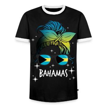 Bahamas - Men's Ringer Shirt - black/white - Front - AI Model Female 172 light (172cm) & AI Model Male 178 light (178cm)