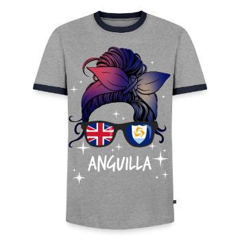 Anguilla - T-shirt contrasté Homme - gris/marine  - Devant - AI Model Female 172 light (172cm) & AI Model Male 178 light (178cm)