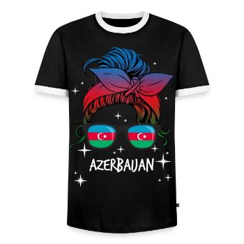 Azerbaijan - Men's Ringer Shirt - black/white - Front - AI Model Female 172 light (172cm) & AI Model Male 178 light (178cm)