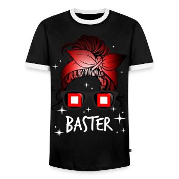 Baster - Men's Ringer Shirt - black/white - Front - AI Model Female 172 light (172cm) & AI Model Male 178 light (178cm)