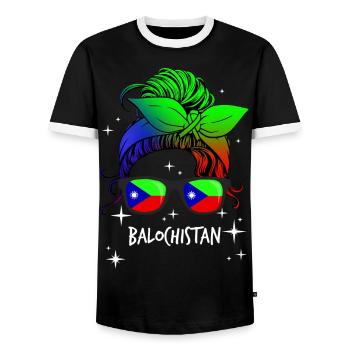 Baloutchistan - T-shirt contrasté Homme - noir/blanc - Devant - AI Model Female 172 light (172cm) & AI Model Male 178 light (178cm)