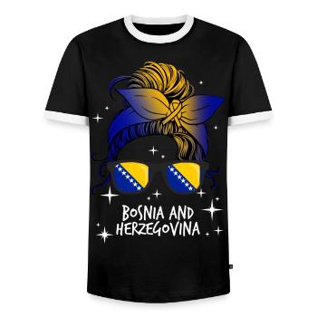 Bosnien und Herzegowina - Männer Kontrast-T-Shirt - Schwarz/Weiß - Vorne - AI Model Female 172 light (172cm) & AI Model Male 178 light (178cm)