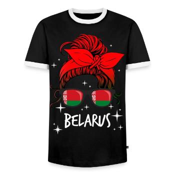 Belarus - Men's Ringer Shirt - black/white - Front - AI Model Female 172 light (172cm) & AI Model Male 178 light (178cm)