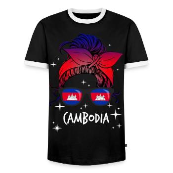 Cambodge - T-shirt contrasté Homme - noir/blanc - Devant - AI Model Female 172 light (172cm) & AI Model Male 178 light (178cm)
