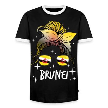Brunei - T-shirt contrasté Homme - noir/blanc - Devant - AI Model Female 172 light (172cm) & AI Model Male 178 light (178cm)