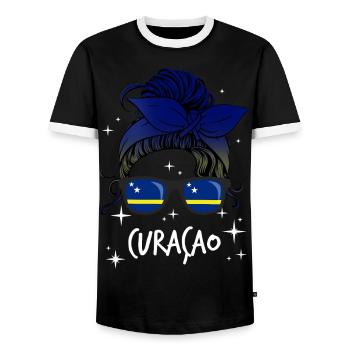 Curaçao - Männer Kontrast-T-Shirt - Schwarz/Weiß - Vorne - AI Model Female 172 light (172cm) & AI Model Male 178 light (178cm)