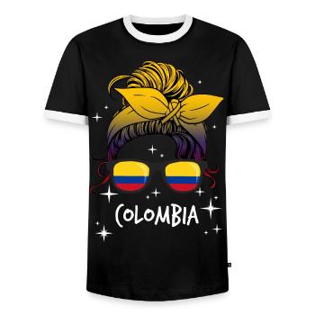 Colombie - T-shirt contrasté Homme - noir/blanc - Devant - AI Model Female 172 light (172cm) & AI Model Male 178 light (178cm)