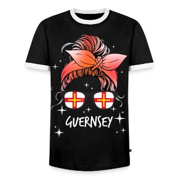 Guernsey - Men's Ringer Shirt - black/white - Front - AI Model Female 172 light (172cm) & AI Model Male 178 light (178cm)