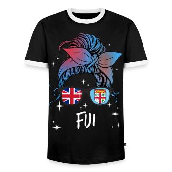Fidschi - Männer Kontrast-T-Shirt - Schwarz/Weiß - Vorne - AI Model Female 172 light (172cm) & AI Model Male 178 light (178cm)
