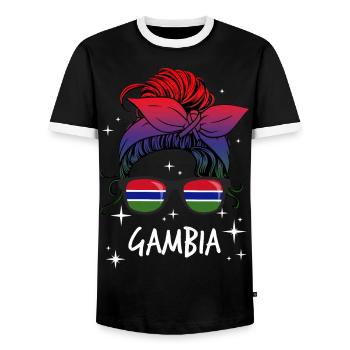 Gambie - T-shirt contrasté Homme - noir/blanc - Devant - AI Model Female 172 light (172cm) & AI Model Male 178 light (178cm)