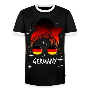 Germany - Men's Ringer Shirt - black/white - Front - AI Model Female 172 light (172cm) & AI Model Male 178 light (178cm)