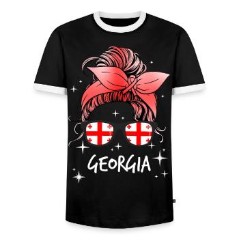 Géorgie - T-shirt contrasté Homme - noir/blanc - Devant - AI Model Female 172 light (172cm) & AI Model Male 178 light (178cm)