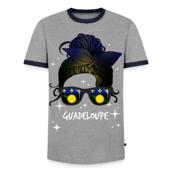 Guadeloupe - Männer Kontrast-T-Shirt - Grau/Navy  - Vorne - AI Model Female 172 light (172cm) & AI Model Male 178 light (178cm)