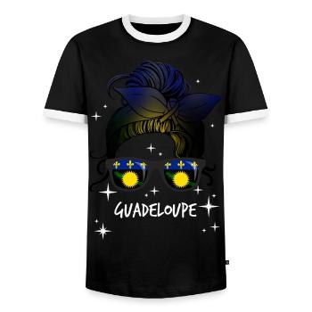 Guadeloupe - T-shirt contrasté Homme - noir/blanc - Devant - AI Model Female 172 light (172cm) & AI Model Male 178 light (178cm)