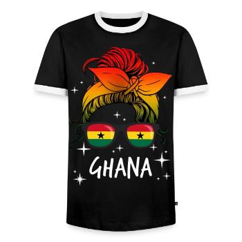 Ghana - Men's Ringer Shirt - black/white - Front - AI Model Female 172 light (172cm) & AI Model Male 178 light (178cm)