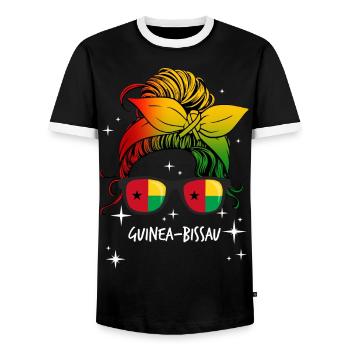 Guinée-Bissau - T-shirt contrasté Homme - noir/blanc - Devant - AI Model Female 172 light (172cm) & AI Model Male 178 light (178cm)