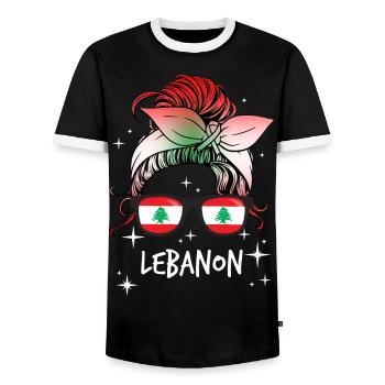 Libanon - Männer Kontrast-T-Shirt - Schwarz/Weiß - Vorne - AI Model Female 172 light (172cm) & AI Model Male 178 light (178cm)