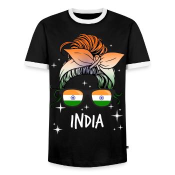 Indien - Männer Kontrast-T-Shirt - Schwarz/Weiß - Vorne - AI Model Female 172 light (172cm) & AI Model Male 178 light (178cm)