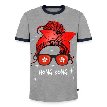 Hong Kong - T-shirt contrasté Homme - gris/marine  - Devant - AI Model Female 172 light (172cm) & AI Model Male 178 light (178cm)