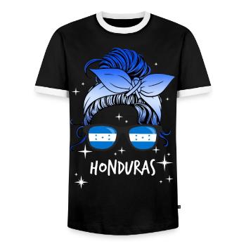 Honduras - Men's Ringer Shirt - black/white - Front - AI Model Female 172 light (172cm) & AI Model Male 178 light (178cm)