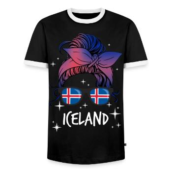 Islande - T-shirt contrasté Homme - noir/blanc - Devant - AI Model Female 172 light (172cm) & AI Model Male 178 light (178cm)