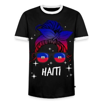 Haïti - T-shirt contrasté Homme - noir/blanc - Devant - AI Model Female 172 light (172cm) & AI Model Male 178 light (178cm)