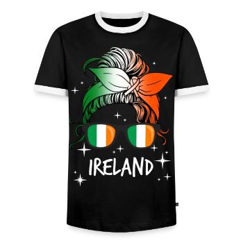 Irlande - T-shirt contrasté Homme - noir/blanc - Devant - AI Model Female 172 light (172cm) & AI Model Male 178 light (178cm)