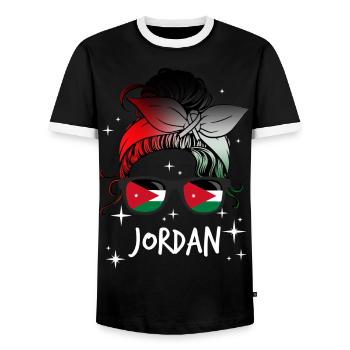 Jordanie - T-shirt contrasté Homme - noir/blanc - Devant - AI Model Female 172 light (172cm) & AI Model Male 178 light (178cm)