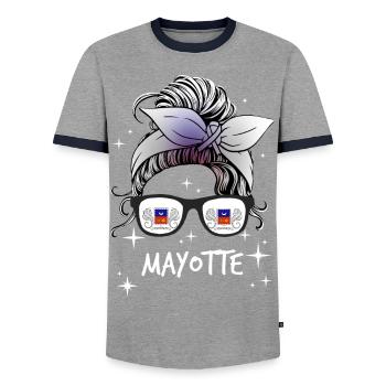 Mayotte - Men's Ringer Shirt - grey/navy  - Front - AI Model Female 172 light (172cm) & AI Model Male 178 light (178cm)