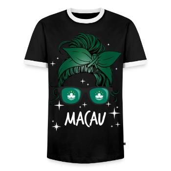 Macao - T-shirt contrasté Homme - noir/blanc - Devant - AI Model Female 172 light (172cm) & AI Model Male 178 light (178cm)