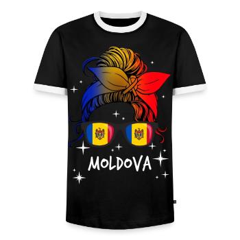 Moldova - Men's Ringer Shirt - black/white - Front - AI Model Female 172 light (172cm) & AI Model Male 178 light (178cm)