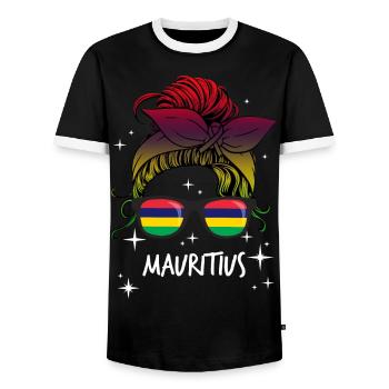 Mauritanie - T-shirt contrasté Homme - noir/blanc - Devant - AI Model Female 172 light (172cm) & AI Model Male 178 light (178cm)