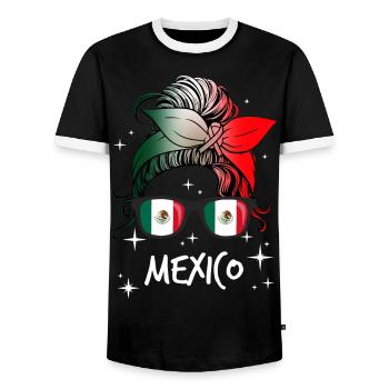Mexico - Men's Ringer Shirt - black/white - Front - AI Model Female 172 light (172cm) & AI Model Male 178 light (178cm)