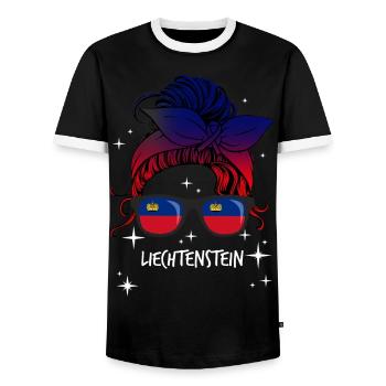 Liechtenstein - Männer Kontrast-T-Shirt - Schwarz/Weiß - Vorne - AI Model Female 172 light (172cm) & AI Model Male 178 light (178cm)