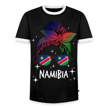 Namibia - Men's Ringer Shirt - black/white - Front - AI Model Female 172 light (172cm) & AI Model Male 178 light (178cm)