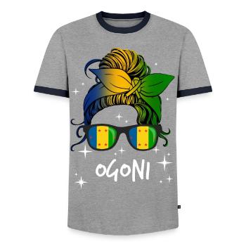 Ogoni - T-shirt contrasté Homme - gris/marine  - Devant - AI Model Female 172 light (172cm) & AI Model Male 178 light (178cm)