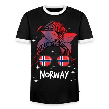 Norway - Men's Ringer Shirt - black/white - Front - AI Model Female 172 light (172cm) & AI Model Male 178 light (178cm)