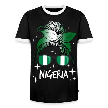 Nigéria - T-shirt contrasté Homme - noir/blanc - Devant - AI Model Female 172 light (172cm) & AI Model Male 178 light (178cm)