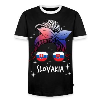 Slovakia - Men's Ringer Shirt - black/white - Front - AI Model Female 172 light (172cm) & AI Model Male 178 light (178cm)