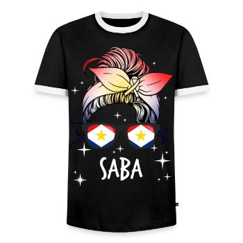 Saba - Men's Ringer Shirt - black/white - Front - AI Model Female 172 light (172cm) & AI Model Male 178 light (178cm)
